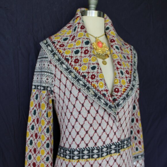 Anthropologie Angel of the North SATPURA wool beaded fringe cardigan sweater M - Picture 9 of 12